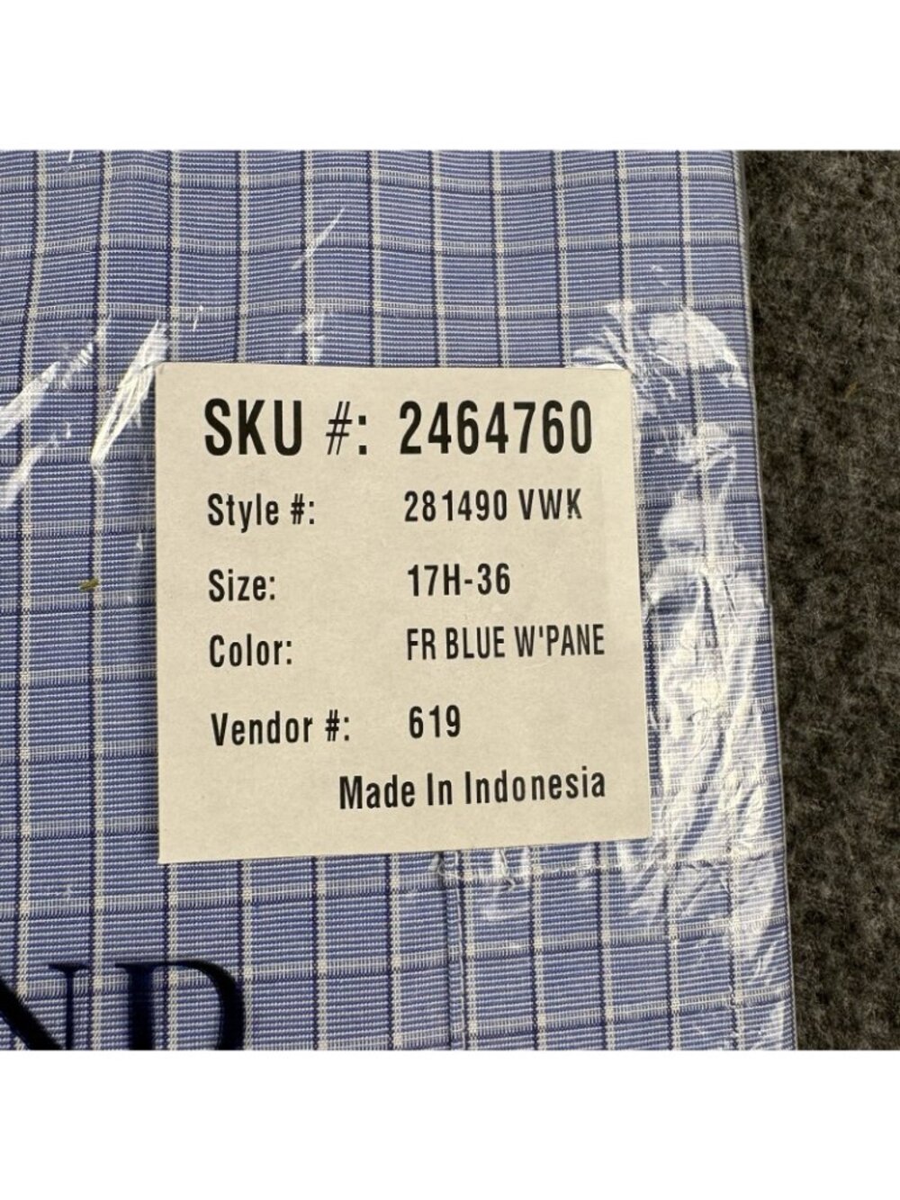 Lands’ End Vintage Dress Shirt 17.5-36 Blue Windowpane NOS Sealed - Picture 5 of 8